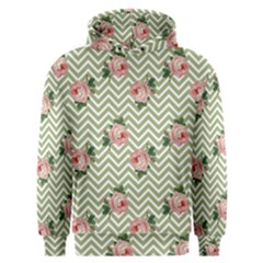 Green Chevron Rose Men s Overhead Hoodie