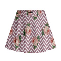 Violet Chevron Rose Mini Flare Skirt by snowwhitegirl