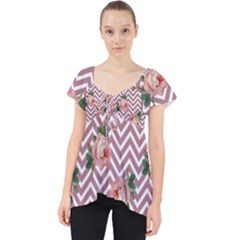 Violet Chevron Rose Lace Front Dolly Top