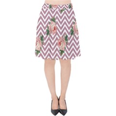 Violet Chevron Rose Velvet High Waist Skirt by snowwhitegirl