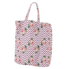 Violet Chevron Rose Giant Grocery Zipper Tote