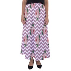 Violet Chevron Rose Flared Maxi Skirt