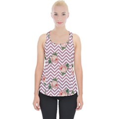 Violet Chevron Rose Piece Up Tank Top