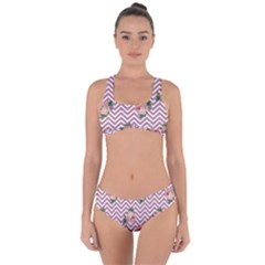 Violet Chevron Rose Criss Cross Bikini Set by snowwhitegirl