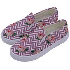 Violet Chevron Rose Kids  Canvas Slip Ons