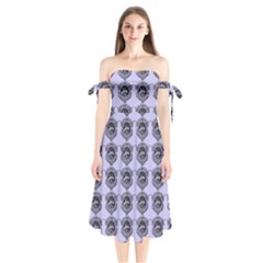 Three Women Blue Shoulder Tie Bardot Midi Dress by snowwhitegirl