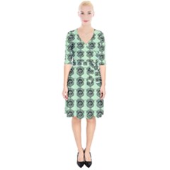 Three Women Green Wrap Up Cocktail Dress