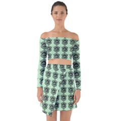 Three Women Green Off Shoulder Top With Skirt Set