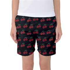 Cherries Black Women s Basketball Shorts by snowwhitegirl