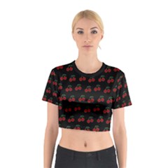 Cherries Black Cotton Crop Top by snowwhitegirl