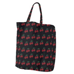 Cherries Black Giant Grocery Zipper Tote