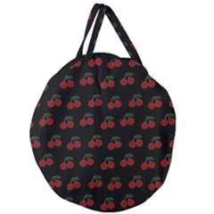 Cherries Black Giant Round Zipper Tote by snowwhitegirl