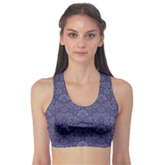 Damask Purple Sports Bra by snowwhitegirl