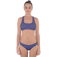 Damask Purple Cross Back Hipster Bikini Set