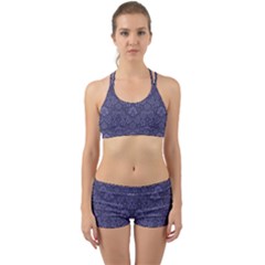 Damask Purple Back Web Sports Bra Set