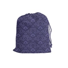 Damask Purple Drawstring Pouches (large)  by snowwhitegirl