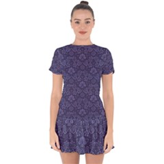 Damask Purple Drop Hem Mini Chiffon Dress by snowwhitegirl