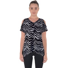 Dark Abstract Pattern Cut Out Side Drop Tee