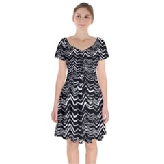 Dark Abstract Pattern Short Sleeve Bardot Dress by dflcprints