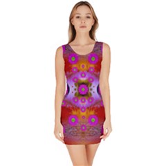 Shimmering Pond With Lotus Bloom Bodycon Dress by pepitasart