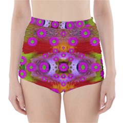 Shimmering Pond With Lotus Bloom High-waisted Bikini Bottoms by pepitasart