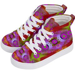 Shimmering Pond With Lotus Bloom Kid s Hi-top Skate Sneakers by pepitasart