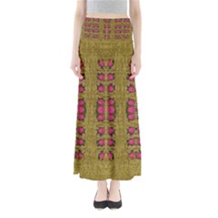 Bloom In Gold Shine And You Shall Be Strong Full Length Maxi Skirt by pepitasart