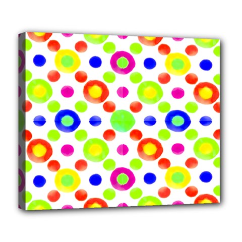 Multicolored Circles Motif Pattern Deluxe Canvas 24  X 20   by dflcprints