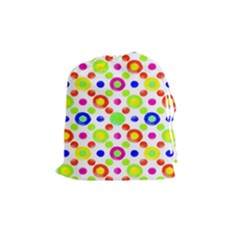 Multicolored Circles Motif Pattern Drawstring Pouches (medium)  by dflcprints