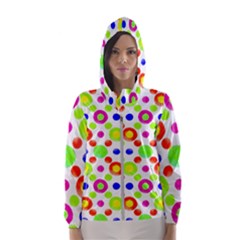 Multicolored Circles Motif Pattern Hooded Wind Breaker (women) by dflcprints