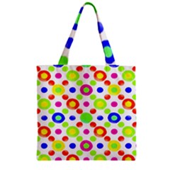 Multicolored Circles Motif Pattern Zipper Grocery Tote Bag by dflcprints