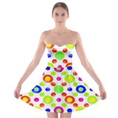 Multicolored Circles Motif Pattern Strapless Bra Top Dress by dflcprints