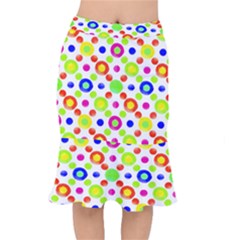 Multicolored Circles Motif Pattern Mermaid Skirt by dflcprints