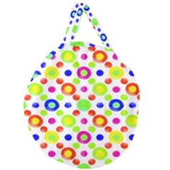 Multicolored Circles Motif Pattern Giant Round Zipper Tote by dflcprints