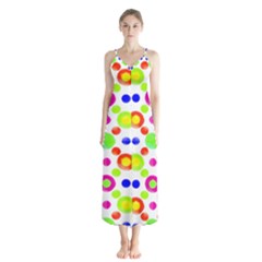 Multicolored Circles Motif Pattern Button Up Chiffon Maxi Dress by dflcprints