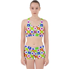 Multicolored Circles Motif Pattern Work It Out Sports Bra Set by dflcprints