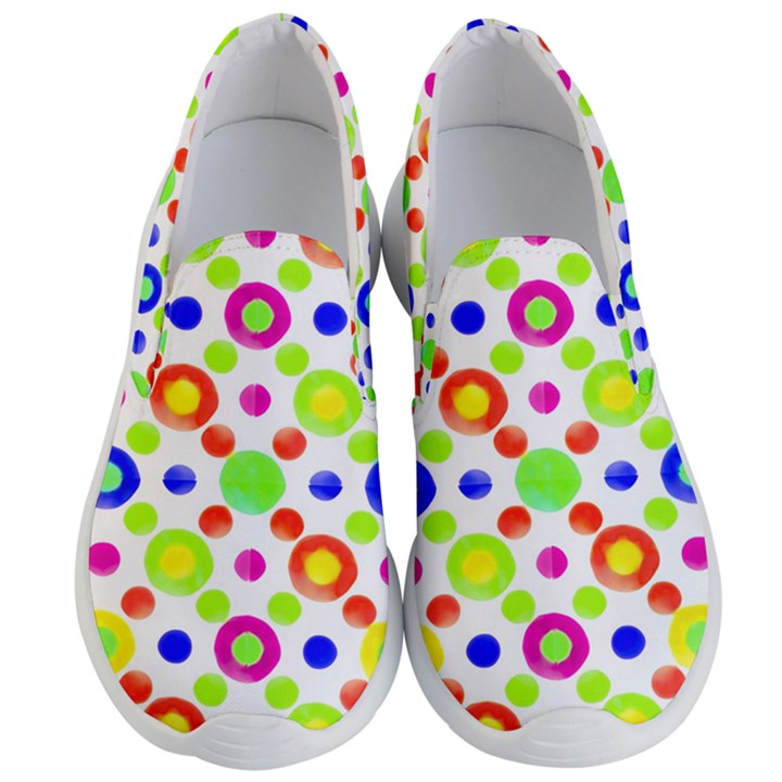 Multicolored Circles Motif Pattern Men s Lightweight Slip Ons