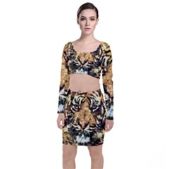 Tiger 1340039 Long Sleeve Crop Top & Bodycon Skirt Set