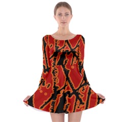 Vivid Abstract Grunge Texture Long Sleeve Skater Dress by dflcprints