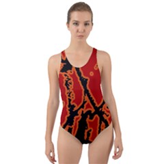 Vivid Abstract Grunge Texture Cut-out Back One Piece Swimsuit by dflcprints