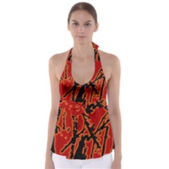 Vivid Abstract Grunge Texture Babydoll Tankini Top by dflcprints