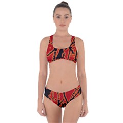 Vivid Abstract Grunge Texture Criss Cross Bikini Set by dflcprints