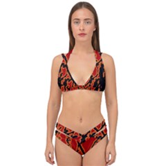 Vivid Abstract Grunge Texture Double Strap Halter Bikini Set by dflcprints