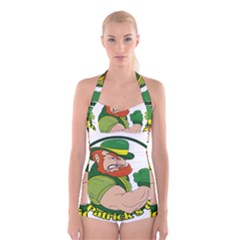 St  Patricks Day Boyleg Halter Swimsuit  by Valentinaart