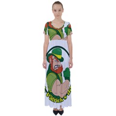 St  Patricks Day High Waist Short Sleeve Maxi Dress by Valentinaart