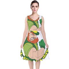 St  Patricks Day V-neck Midi Sleeveless Dress  by Valentinaart