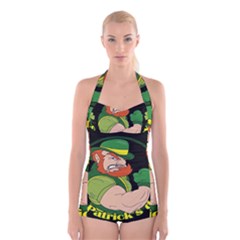 St  Patricks Day Boyleg Halter Swimsuit  by Valentinaart