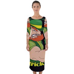 St  Patricks Day Quarter Sleeve Midi Bodycon Dress