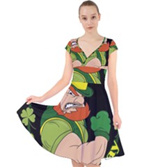 St  Patricks Day Cap Sleeve Front Wrap Midi Dress by Valentinaart