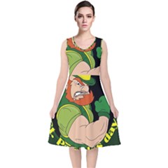 St  Patricks Day V-neck Midi Sleeveless Dress  by Valentinaart